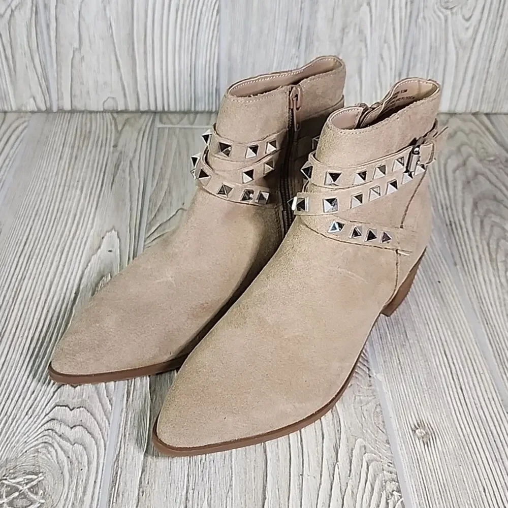 Steve Madden Besto Fashion Boot Tan Suede Leather Womens Size 5.5 NEW